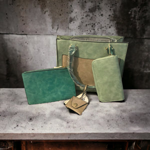 2. Green 3-piece purse set bag