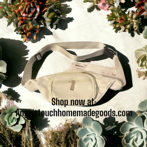 7. White Leather Fanny Back Bag