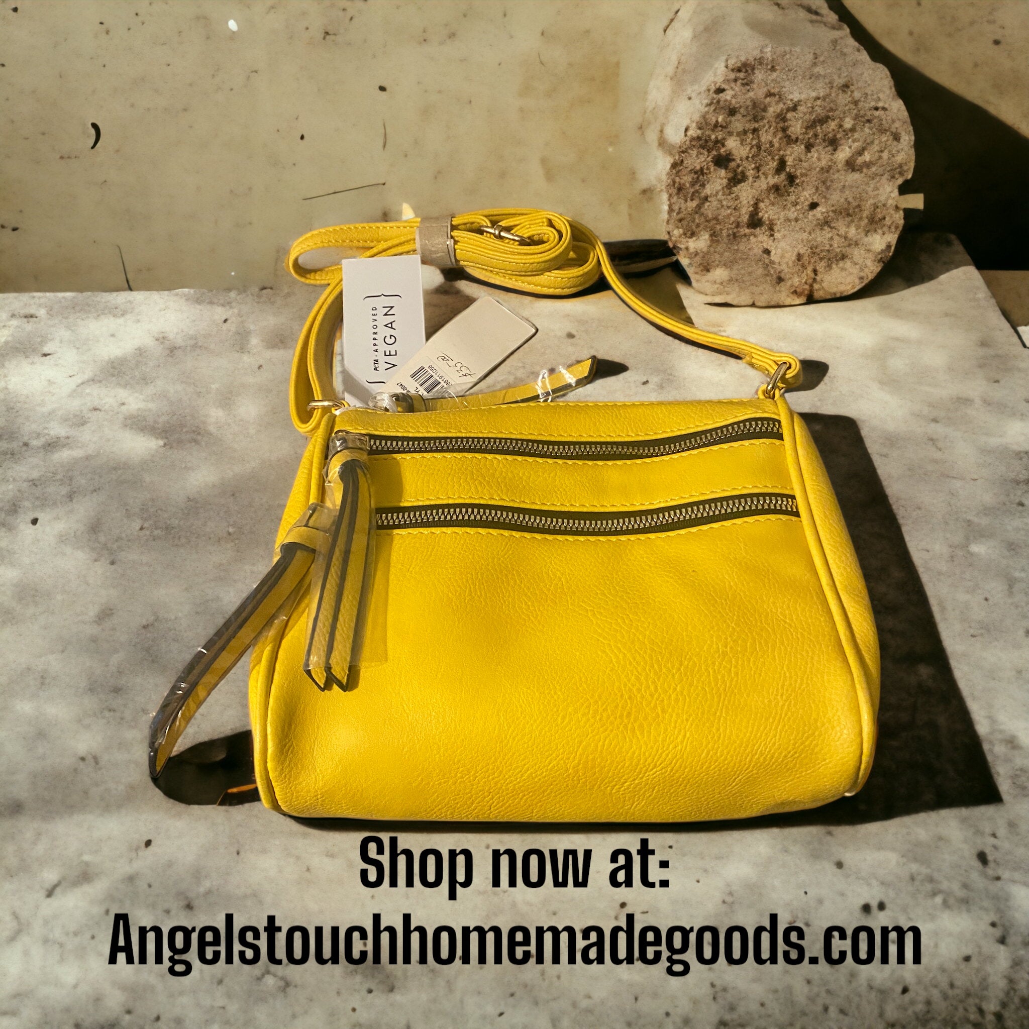 19. Yellow Cross Body Leather Purse Bag